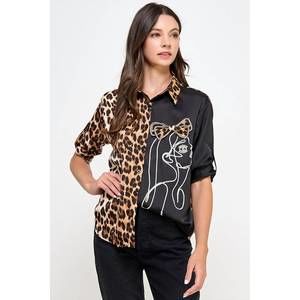 NEW PASTEL DESIGN animal print face top in multi